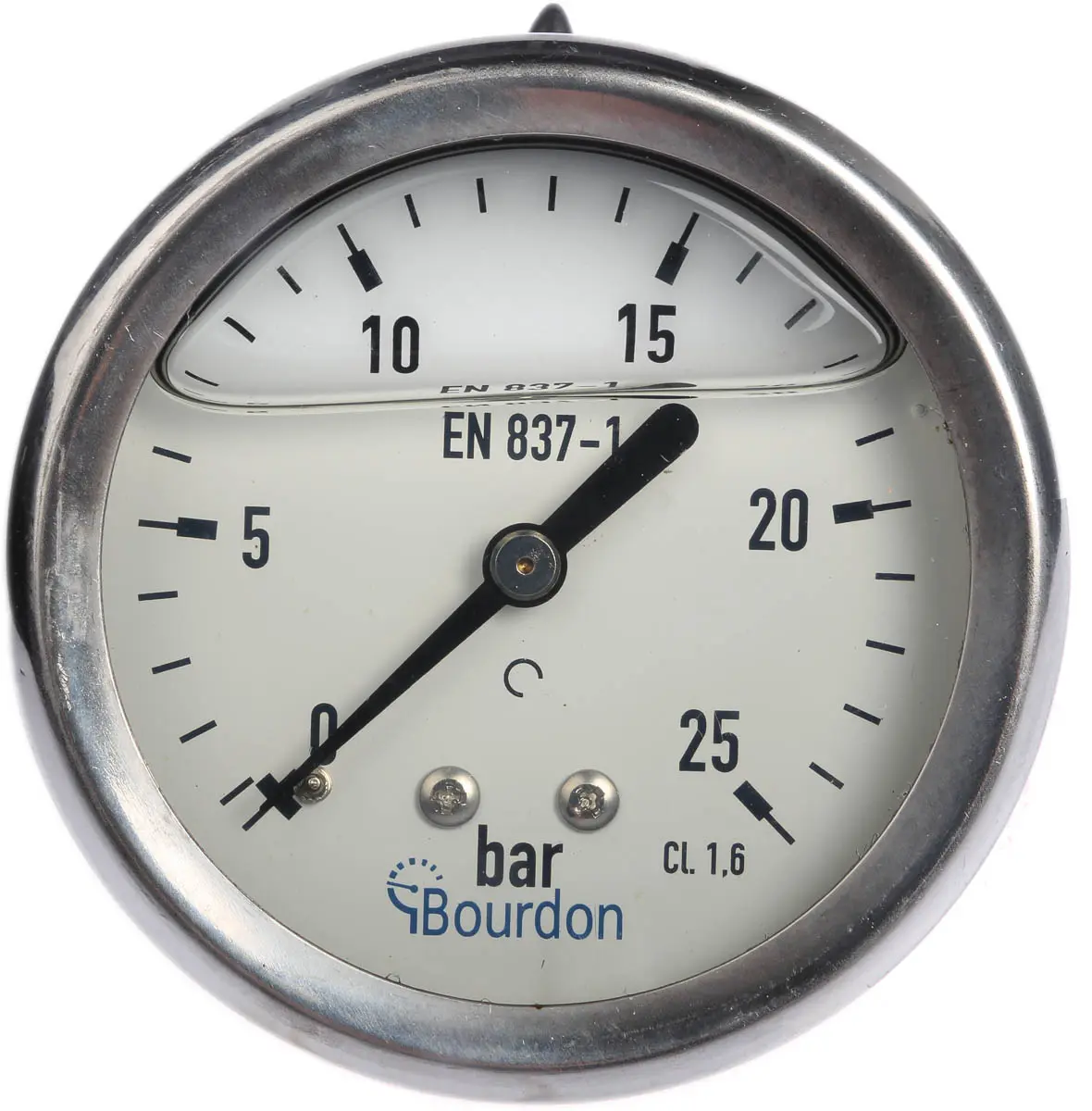 Produktfoto 1 von Bourdon Druckmessgerät Prozessanschluss hinten Analog 0bar → 25bar ± 1.6%, Ø 63mm Edelstahl Gehäuse