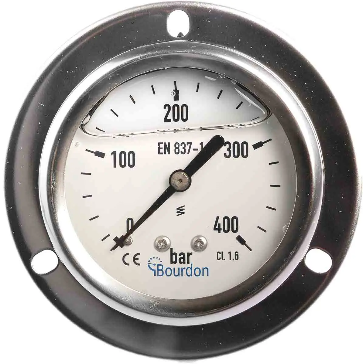 Produktfoto 1 von Bourdon Druckmessgerät Prozessanschluss hinten Analog 0bar → 400bar ± 1.6%, Ø 63mm Edelstahl Gehäuse
