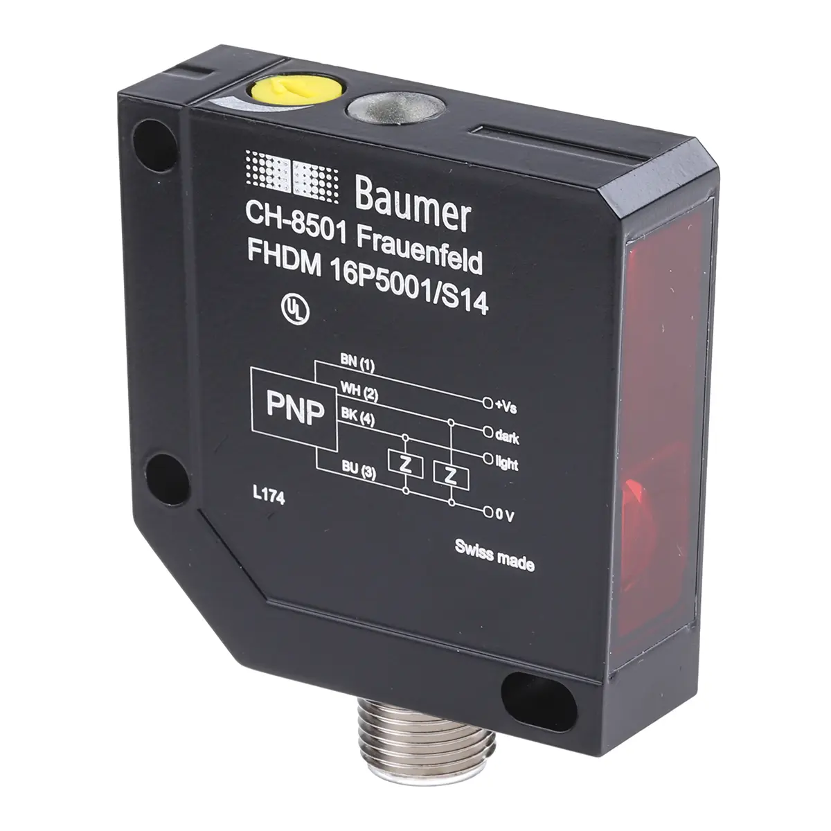 Produktfoto 1 von Baumer FHDM 16P Kubisch Optischer Sensor, Diffus, Bereich 20 mm → 450 mm, PNP Ausgang, 4-poliger