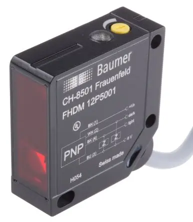 Produktfoto 1 von Baumer FHDM 12P Kubisch Optischer Sensor, Diffus, Bereich 15 mm → 300 mm, PNP Ausgang, Anschlusskabel
