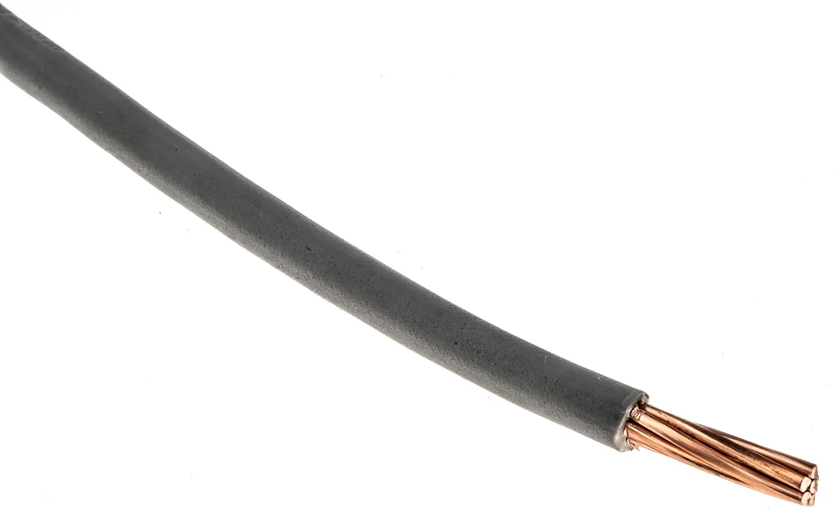 Produktfoto 1 von RS PRO H07V-R Einzeladerleitung 10mm² 50m Grau PVC TI1 isoliert Ø 6.7mm 7/1,35 mm Litzen