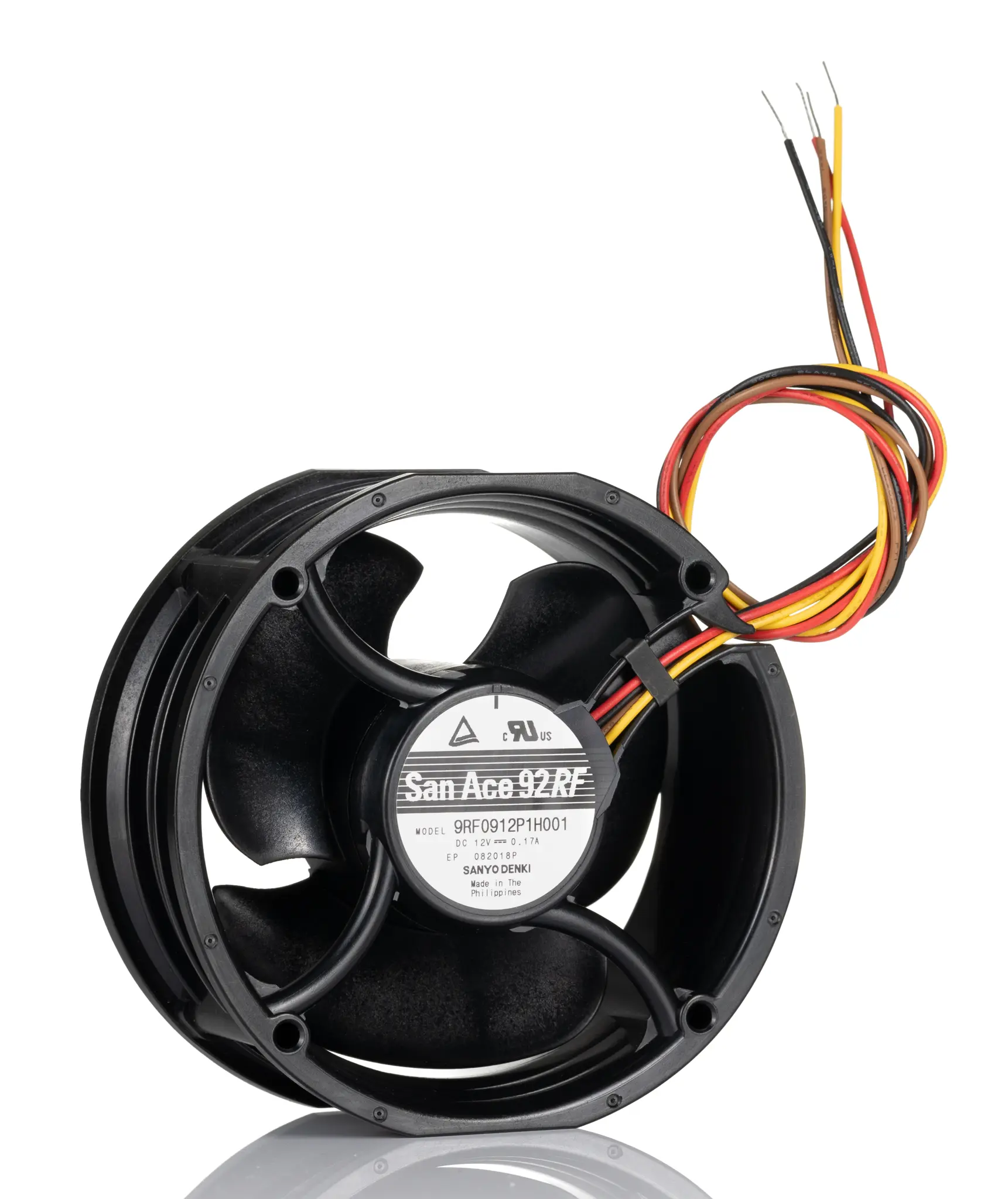 Produktfoto 1 von Sanyo Denki 9RF DC-Axiallüfter, Kugellager, 12 V dc / 2W, 92 x 38mm, 5300 rpm, 5500U/min, 1.2m³/min