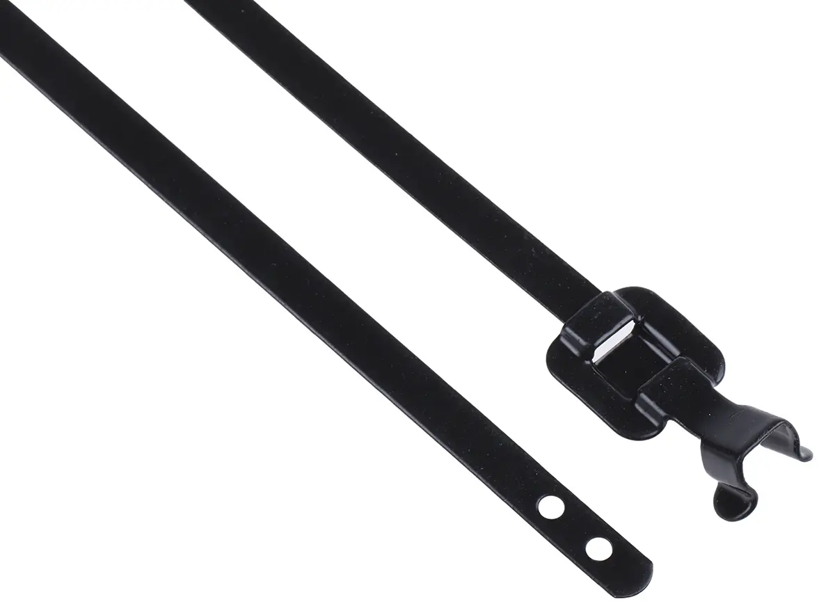 Produktfoto 1 von RS PRO Edelstahl mit Polyesterbeschichtung Kabelbinder Lösbar Schwarz 5 mm x 230 mm