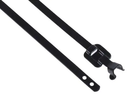 Produktfoto 1 von RS PRO Edelstahl mit Polyesterbeschichtung Kabelbinder Lösbar Schwarz 5mm x 230 mm