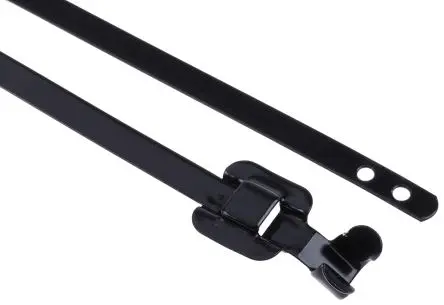 Produktfoto 1 von RS PRO Edelstahl mit Polyesterbeschichtung Kabelbinder Lösbar Schwarz 5mm x 330 mm