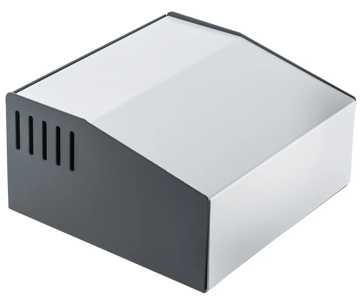Produktfoto 1 von Hammond 500 Aluminium, Stahl Pultgehäuse Geneigte Front, Grau, 180 mm 100 mm, 196 mm