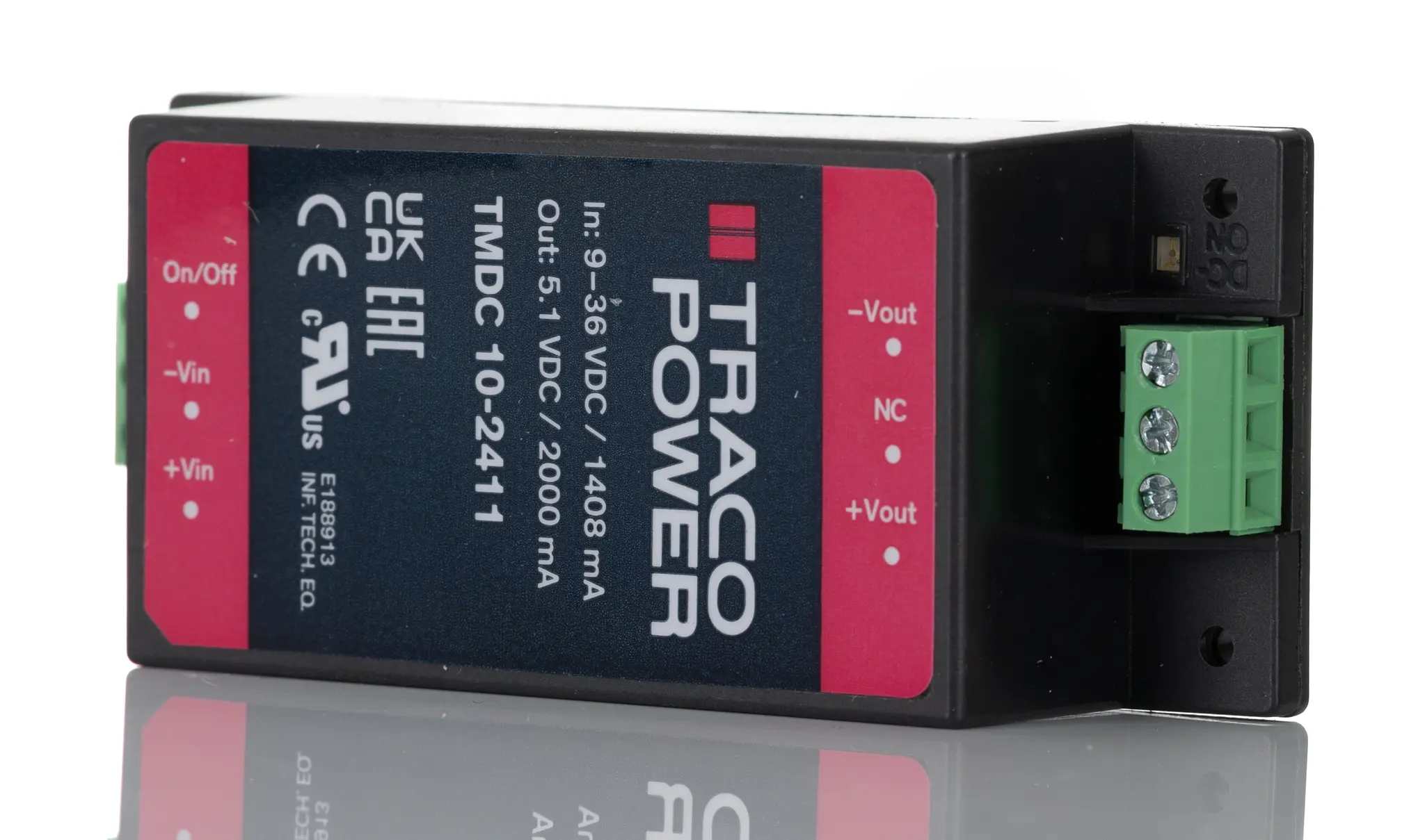 TRACOPOWER TMDC 10 DC/DC-Wandler 10W 24 V dc IN, 5.1V dc OUT / 2A Gehäusemontage 3kV dc isoliert