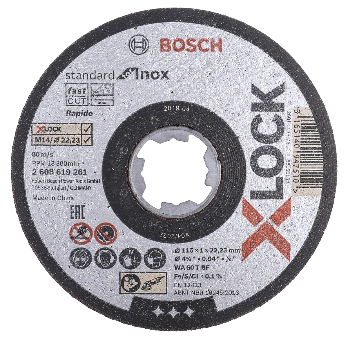 Produktfoto 1 von Bosch X Lock Siliziumkarbid Ø 115 mm / Stärke 1 mm, Korngröße 25 Sehr Fein 25 Per Pack