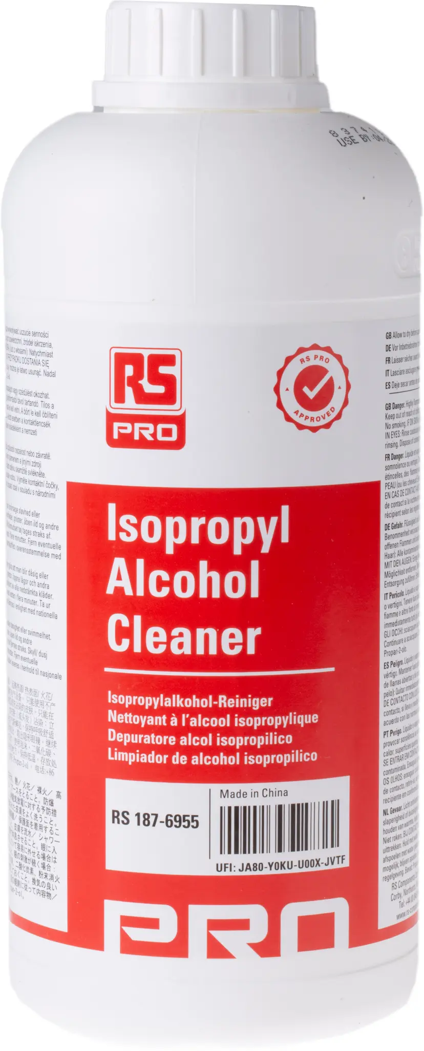 Produktfoto 1 von RS PRO, Typ Lösungsmittel Isopropylalkohol für Leiterplatte, Elektronische Komponente, Flasche, 1 L