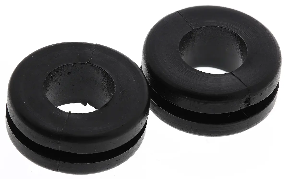 Produktfoto 1 von HellermannTyton HV Kabeltülle 0.8 mm min., Typ Kabeltülle bis Ø 8 mm Loch ø 11 mm Polyvinylchlorid Schwarz -30 °C min.