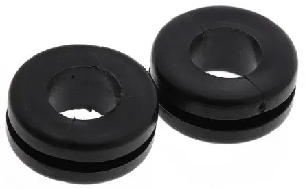 Produktfoto 1 von HellermannTyton HV Kabeltülle 0.8 mm min., Typ Kabeltülle bis Ø 8 mm Loch ø 11 mm Polyvinylchlorid Schwarz -30 °C min.