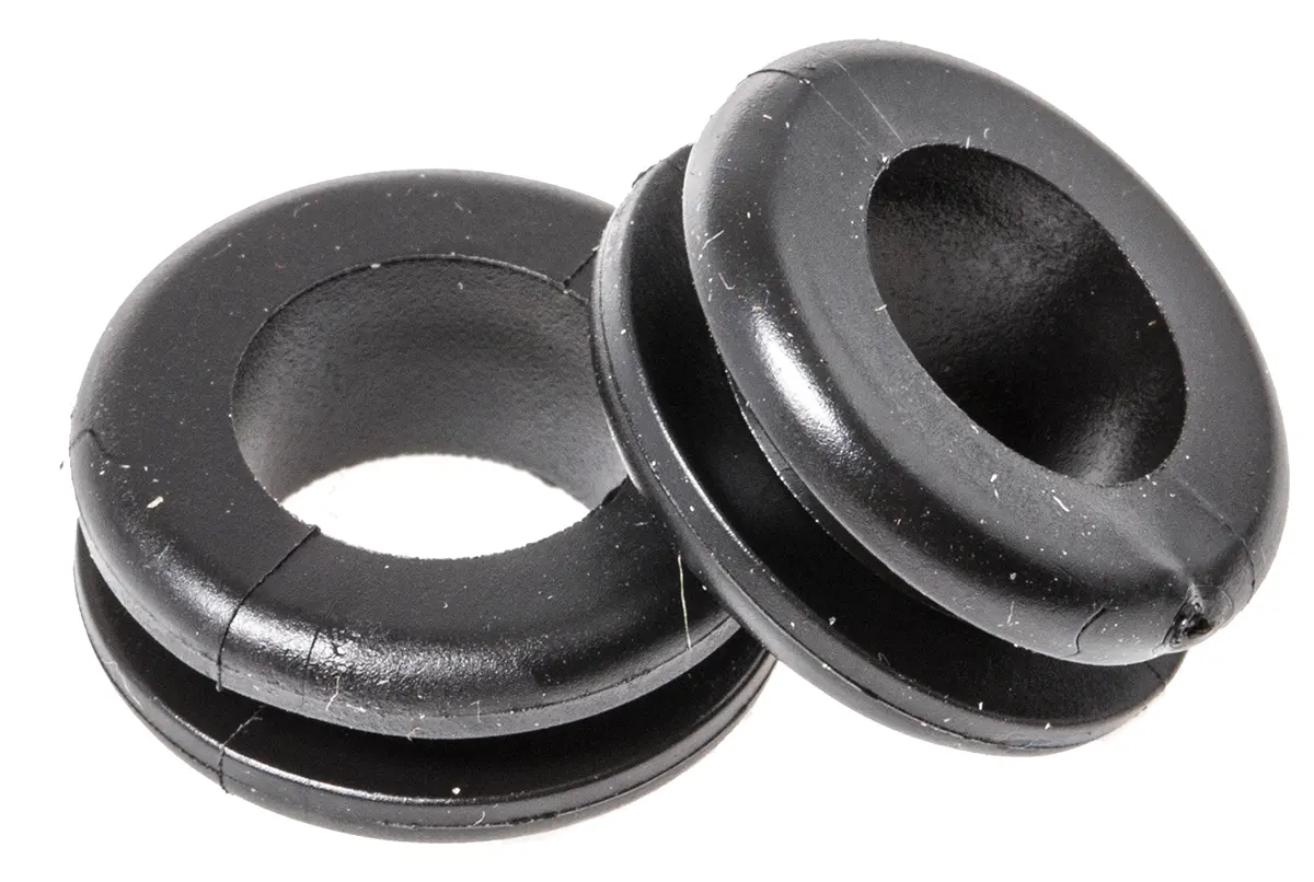 Produktfoto 1 von HellermannTyton HV Kabeltülle 2 mm min. 10 mm, Typ Kabeltülle bis Ø 11 mm Loch ø 12 mm Polyvinylchlorid Schwarz -30 °C