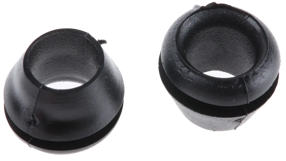 Produktfoto 1 von HellermannTyton HV Kabeltülle 0.8 mm min., Typ Kabeltülle bis Ø 6.5 mm Loch ø 8 mm Polyvinylchlorid Schwarz -30 °C min.