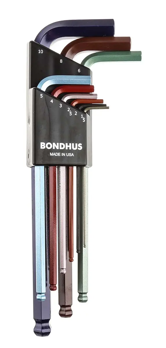 Produktfoto 1 von Bondhus metrisch  Innensechskant-Schlüssel, Satz 9-teilig 1.5 → 10mm L-Form lang