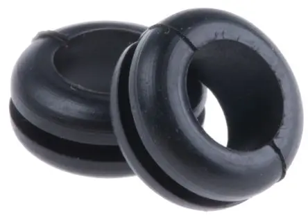 Produktfoto 1 von HellermannTyton HV Kabeltülle 0.8 mm min. 6 mm, Typ Kabeltülle bis Ø 7 mm Loch ø 8 mm Polyvinylchlorid Schwarz -30 °C