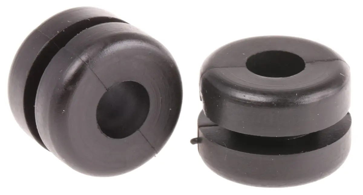 Produktfoto 1 von HellermannTyton HV Kabeltülle, Typ Kabeltülle bis Ø 6 mm Loch ø 9 mm Polyvinylchlorid Schwarz -30 °C min. 60 °C max.