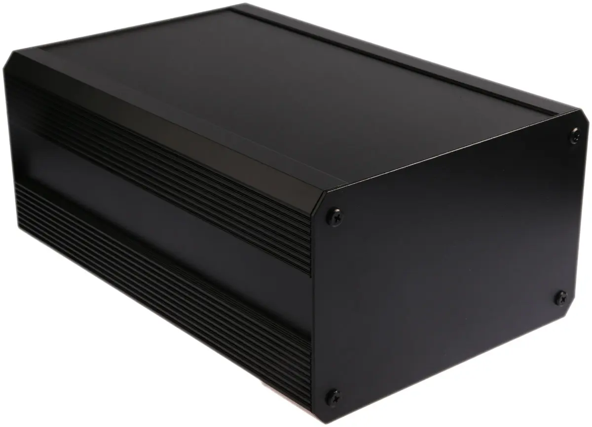Produktfoto 1 von RS PRO EAB; Kühlkörpergehäuse; Aluminium-Strangpressprofil; Schwarz IP40 Breite 200 mm Höhe 130 mm Länge 300 mm