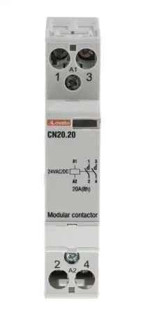 Produktfoto 1 von Lovato CN Schütz 24V ac/dc-Spule, 2-polig, 110V ac / 20 A 24V ac/dc 2 Schließer Motorsteuerung 2-Hilfskontakte