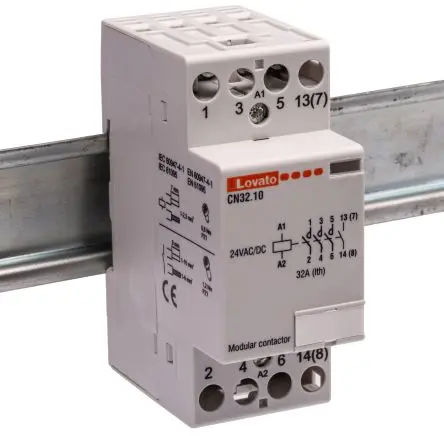 Produktfoto 1 von Lovato CN Schütz 24V ac/dc-Spule, 4-polig, 110V ac / 32 A 24V ac/dc 4 Schließer Motorsteuerung 4-Hilfskontakte