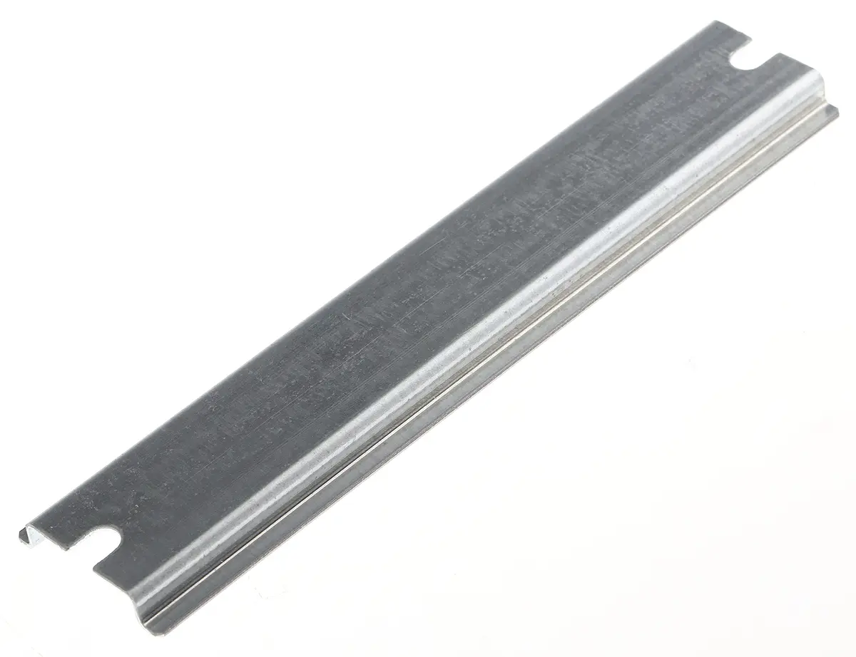 Produktfoto 1 von Fibox Stahl DIN-Hutschiene Ungelocht, H. 8 mm B. 35 mm, L. 160 mm