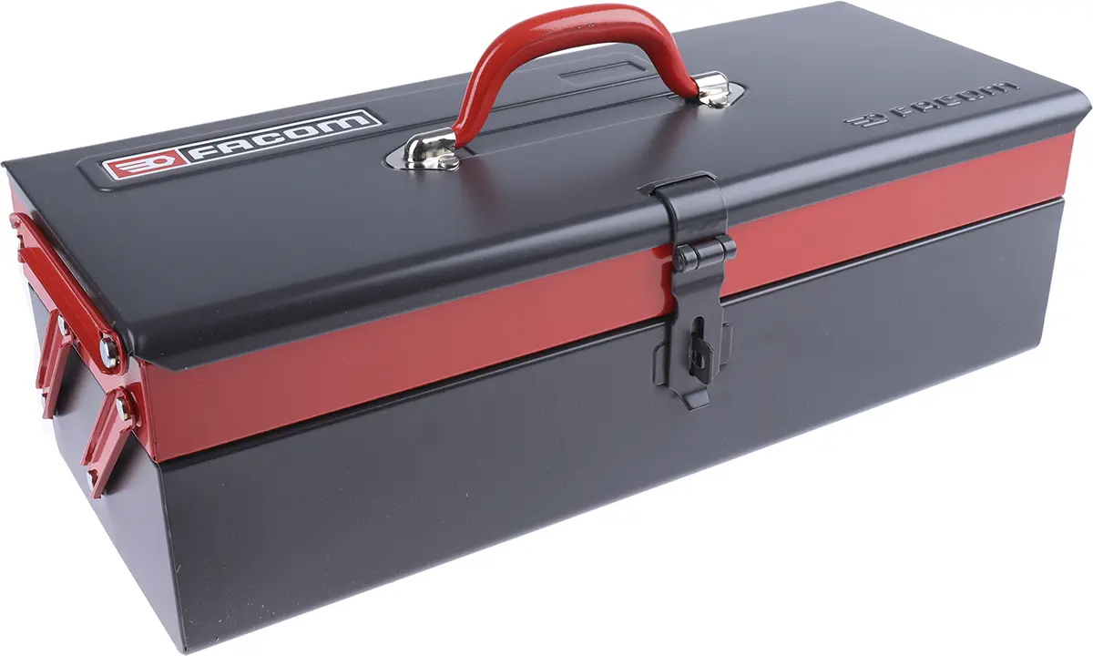 Produktfoto 1 von Facom Metall Werkzeugbox Rot, Grau, 1 Schubladen, L. 467 mm B. 165 mm H. 467 mm, 3 kg, Vorhängeschloss