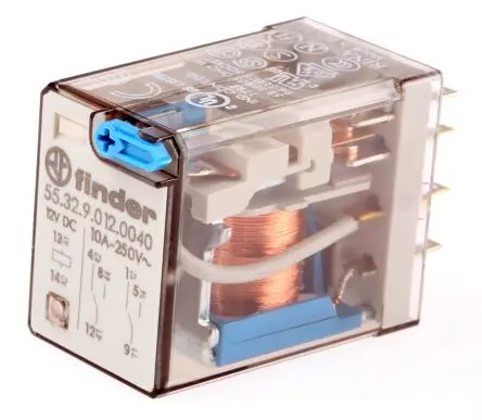 Produktfoto 1 von Finder 55 Leistungsrelais 12V dc Spule 2-poliger Umschalter 10A 140 Ω 1 W