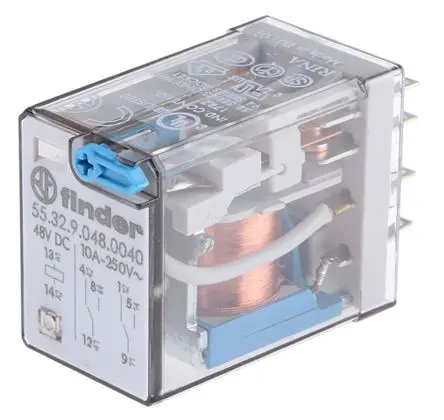 Produktfoto 1 von Finder 55 Leistungsrelais 48V dc Spule 2-poliger Umschalter 20A 2.4 kΩ 1 W