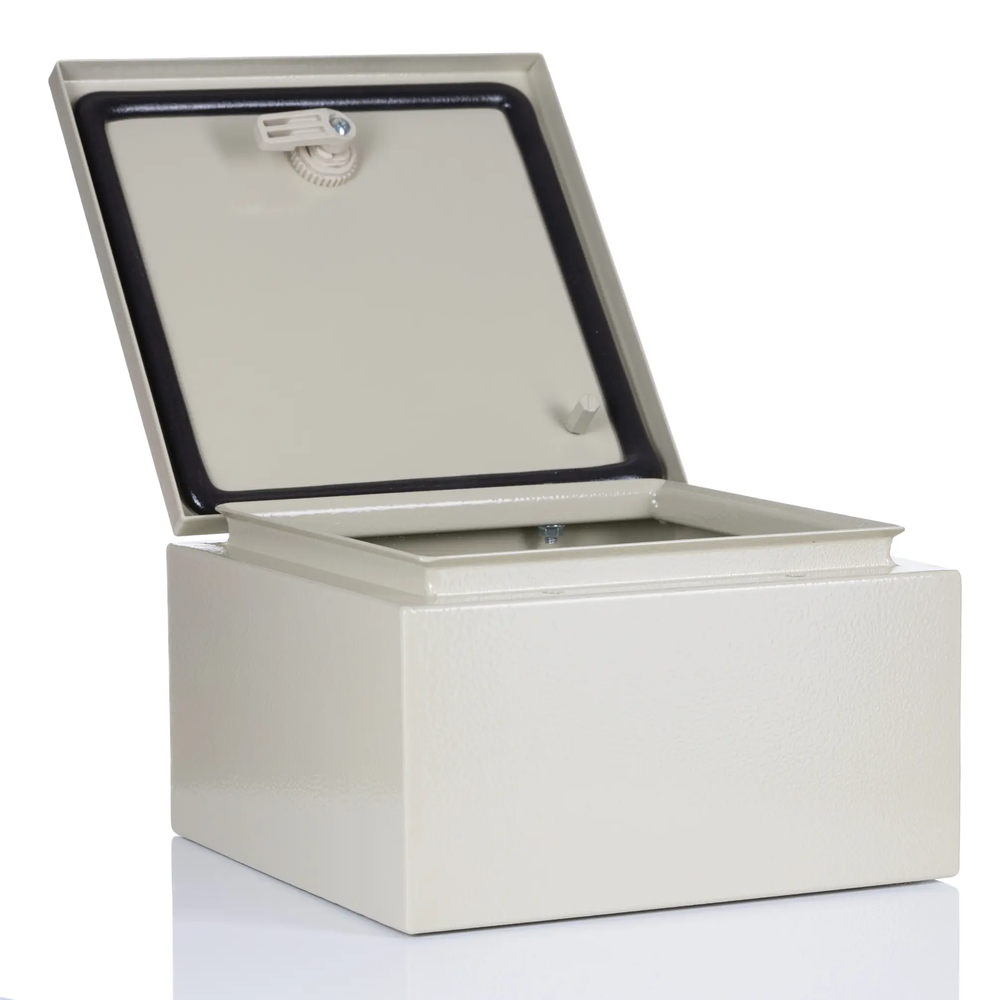 Produktfoto 1 von RS PRO Stahl Wandanschlusskasten RAL 7032 IP66, HxBxT 250 mm, 250 mm x 150 mm