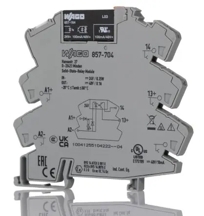 Produktfoto 1 von WAGO 857 DIN-Hutschiene Halbleiterausgang 48 V dc 30V dc / 0.1 A