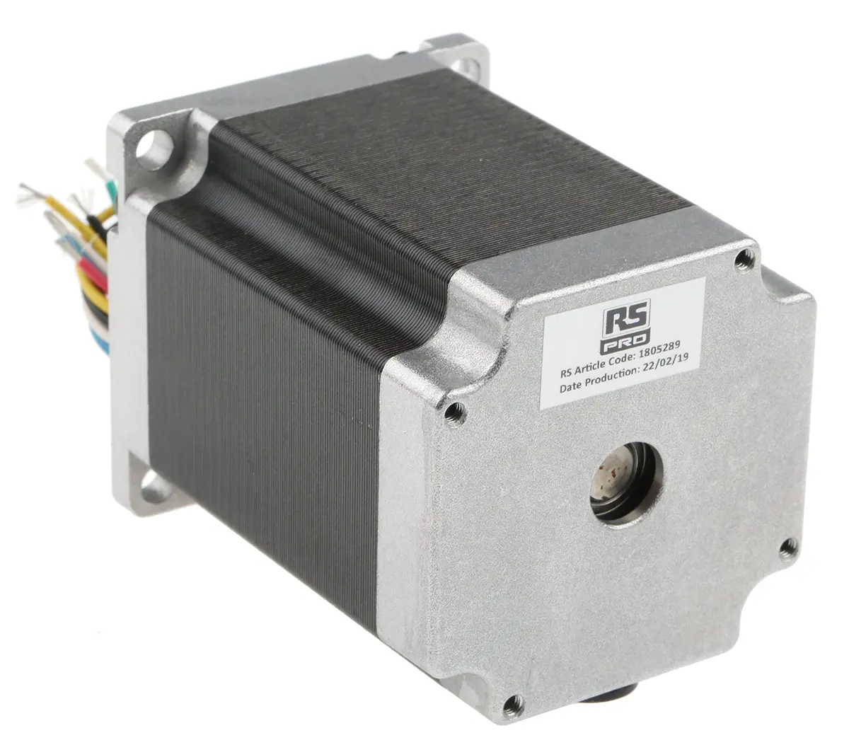 Produktfoto 1 von RS PRO Hybrid 1.8 ° Schrittmotor 8.6 V / 1 A 1.35 Nm, 56.4 x 56.4 mm Wellen-Ø 35 mm