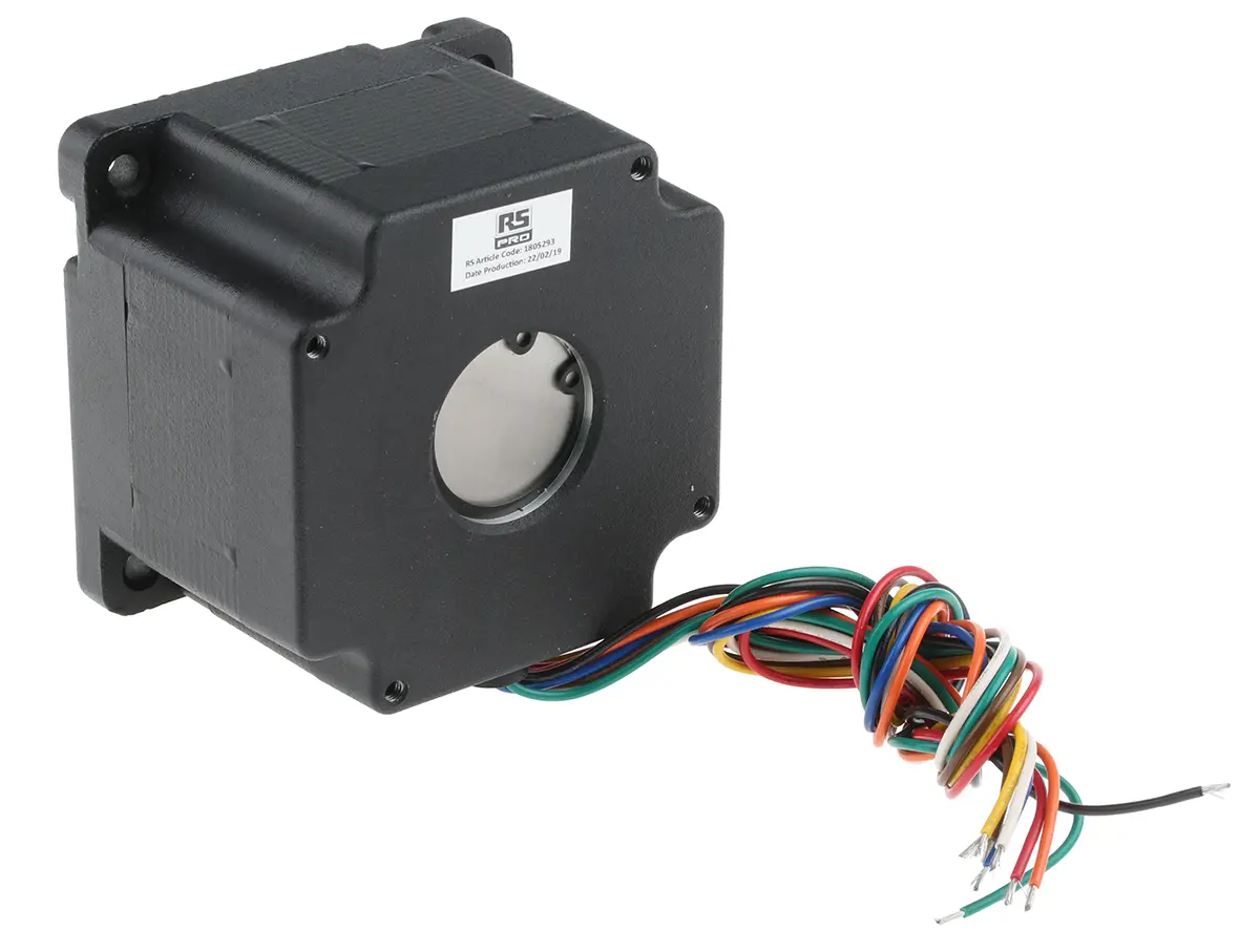 Produktfoto 1 von RS PRO Hybrid 1.8 ° Schrittmotor / 5.9 A, 85.85 x 85.85 mm Wellen-Ø 12 mm