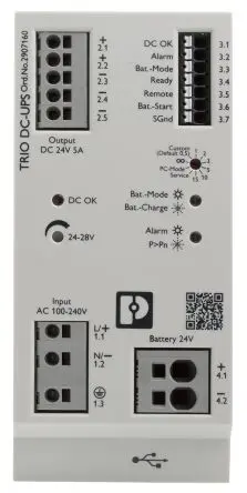 Produktfoto 1 von Phoenix Contact 100V ac, 240 V ac TRIO-UPS DIN-Hutschiene Unterbrechungsfreie Stromversorgung 120 W, 24V dc