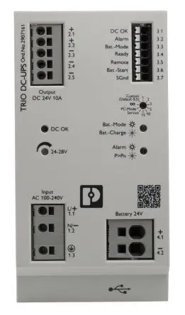 Produktfoto 1 von Phoenix Contact 100V ac, 240 V ac TRIO-UPS DIN-Hutschiene Unterbrechungsfreie Stromversorgung 240 W, 24V dc TRIO-UPS-2G