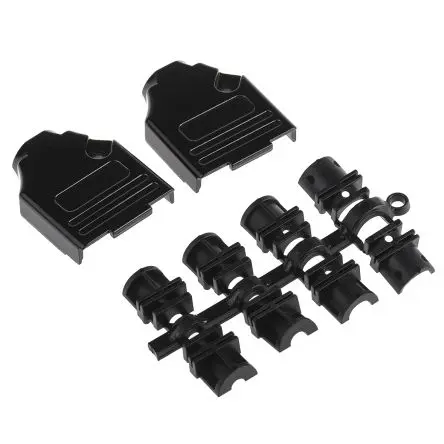 Produktfoto 1 von MH Connectors MHDTZK-BK D-Sub-Gehäuse Gerade, 9-polig, D: D-Sub-Gehäuse Zugentlastung, Schwarz, Größe E, aus Zink