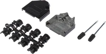 Produktfoto 1 von MH Connectors MHDTZK-BK D-Sub-Gehäuse Gerade, 15-polig, D: D-Sub-Gehäuse Zugentlastung, Schwarz, Größe A, aus Zink