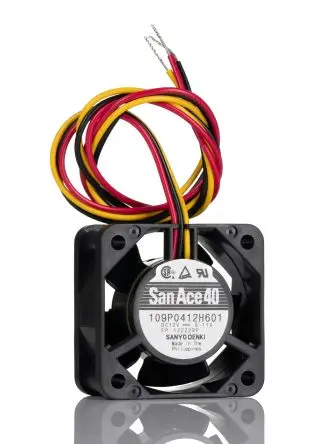 Produktfoto 1 von Sanyo Denki 109P DC-Axiallüfter, Kugellager, 12 V dc / 1.32W, 40 x 40 x 20mm, 8000U/min, 13.6m³/h