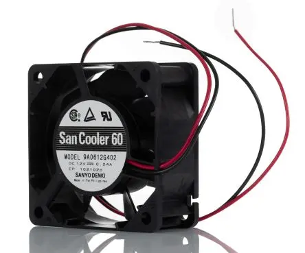 Sanyo Denki 9A DC-Axiallüfter, Kugellager, 12 V dc / 2.88W, 60 x 60 x 25mm, 27.6cfm