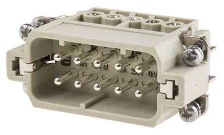 Produktfoto 1 von HARTING Han A Industrie-Steckverbinder Kontakteinsatz Stecker, 10-polig 16A, Panel, Steckverbindereinsatz