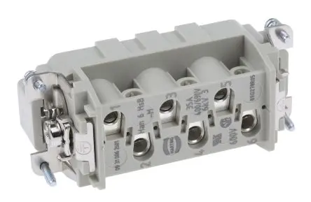 Produktfoto 1 von HARTING Han HSB Industrie-Steckverbinder Kontakteinsatz Stecker, 6-polig 35A, Kabel, Steckverbindereinsatz