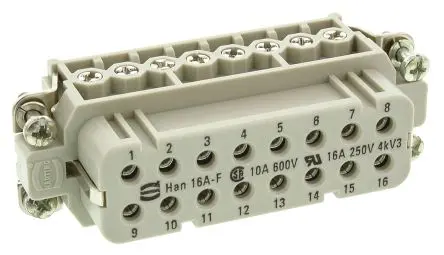 Produktfoto 1 von HARTING Han A Industrie-Steckverbinder Kontakteinsatz Buchse, 16-polig 16A, Panel, Steckverbindereinsatz