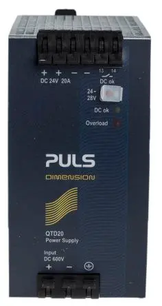 Produktfoto 1 von PULS Q DC/DC Konverter, 24V dc OUT 20 A DIN-Hutschiene 600V dc 480 W -25 °C 70 °C