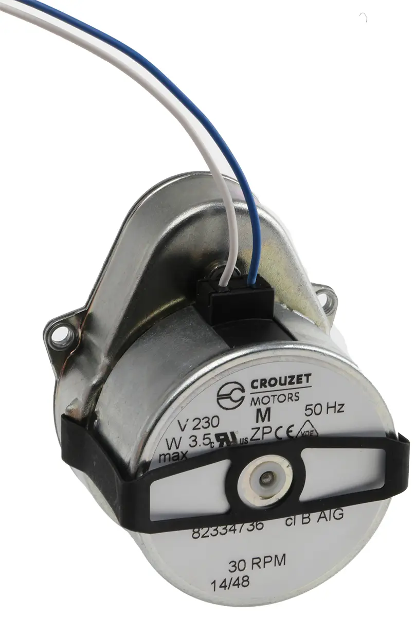 Produktfoto 1 von Crouzet 82 334 5, 1 Synchron AC-Getriebemotor Rechtsdrehend, 3 W 30 rpm 230 V Panel
