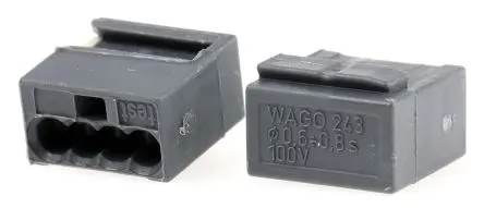 Produktfoto 1 von WAGO 243 MICRO PUSH WIRE Kupfer Abzweigkasten-Steckverbinder 6A Dunkelgrau 4-polig Einsteck-Anschluss 20AWG, 22 AWG