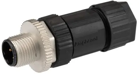 Produktfoto 1 von Amphenol Industrial M 20.1 mm M12 Rundsteckverbinder Stecker 4-polig Stecker 4A Kabel IP67