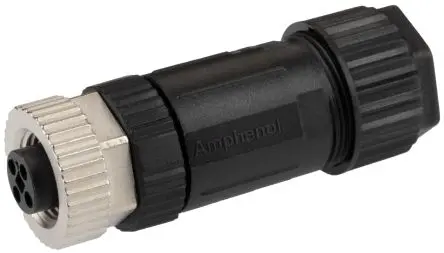 Produktfoto 1 von Amphenol Industrial SL7002 18.6 mm M12 Rundsteckverbinder Buchse 4-polig Buchse 12A Kabel IP67
