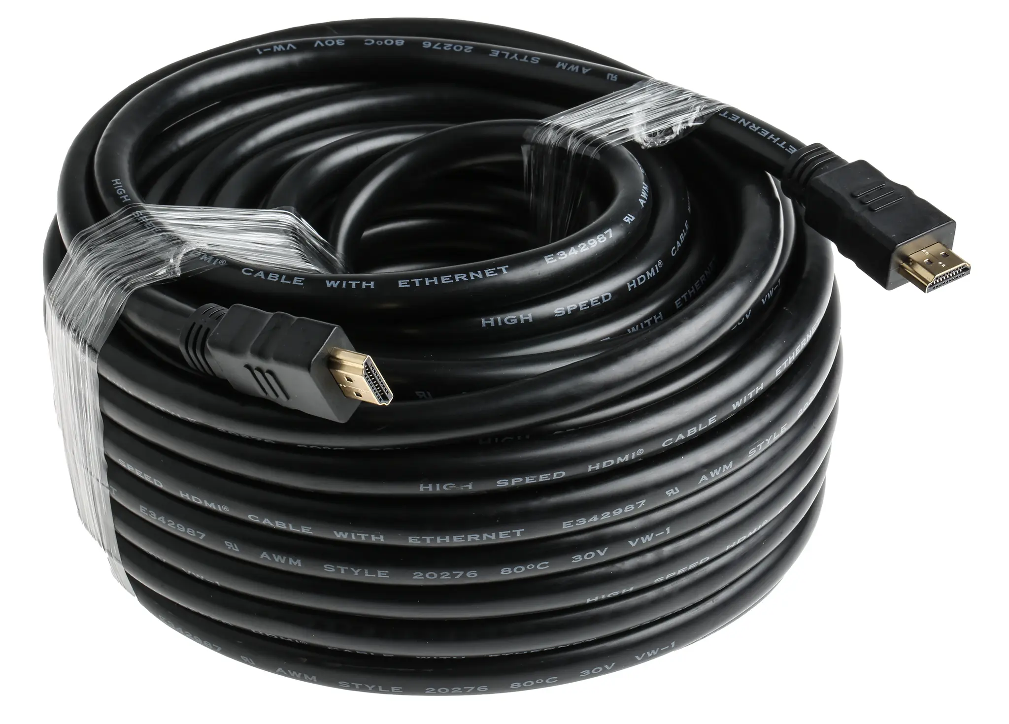 Produktfoto 1 von RS PRO HDMI-Kabel A HDMI Stecker B HDMI Stecker 4K max., 20m, Schwarz