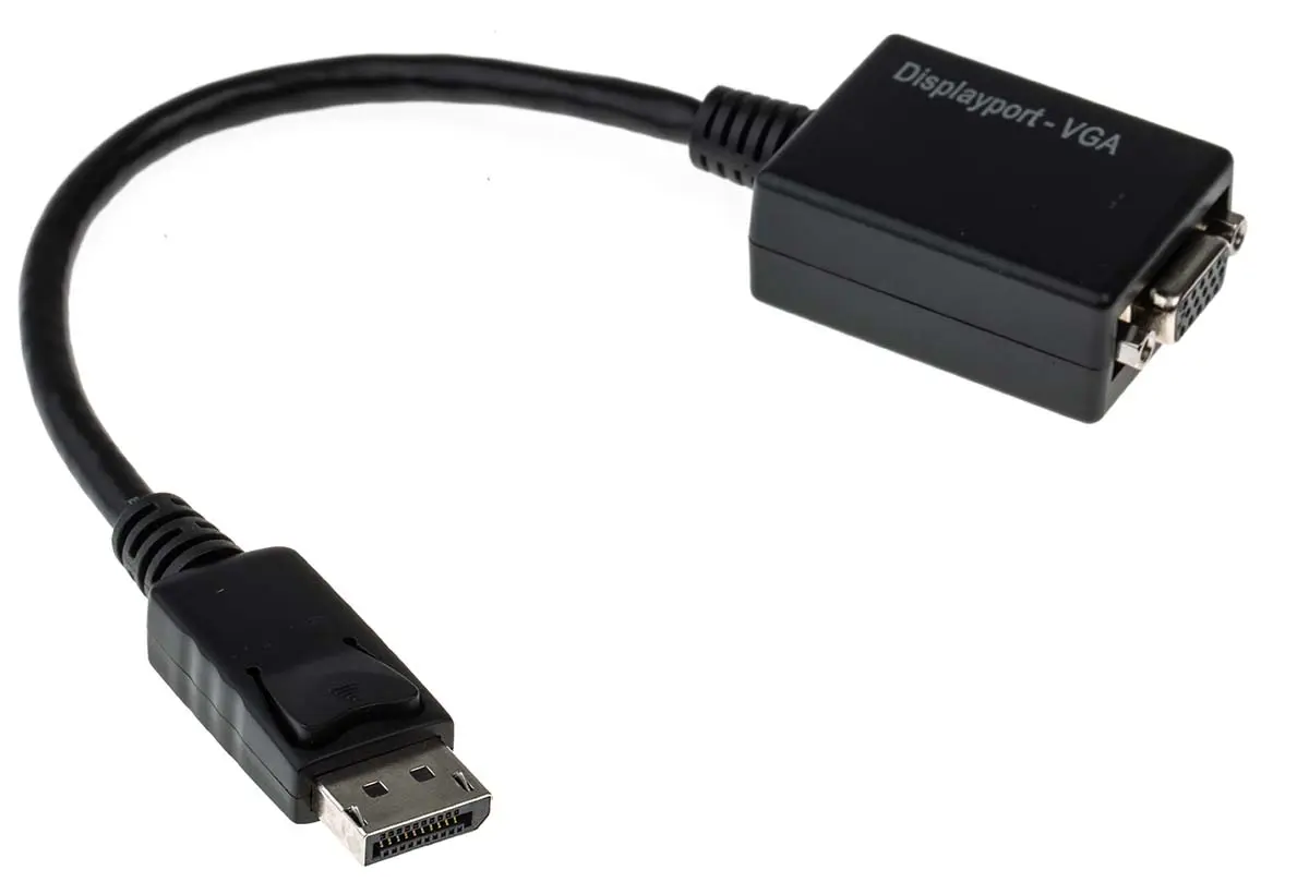 Produktfoto 1 von RS PRO, Stecker DisplayPort-Kabel A DisplayPort B VGA - Buchse, 150 mm Polyvinylchlorid