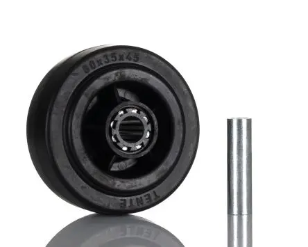 Produktfoto 1 von Tente Rollwagenrolle Schwarz, Mat. Gummi, 140 kg Ø 80 mm, B. 35 mm