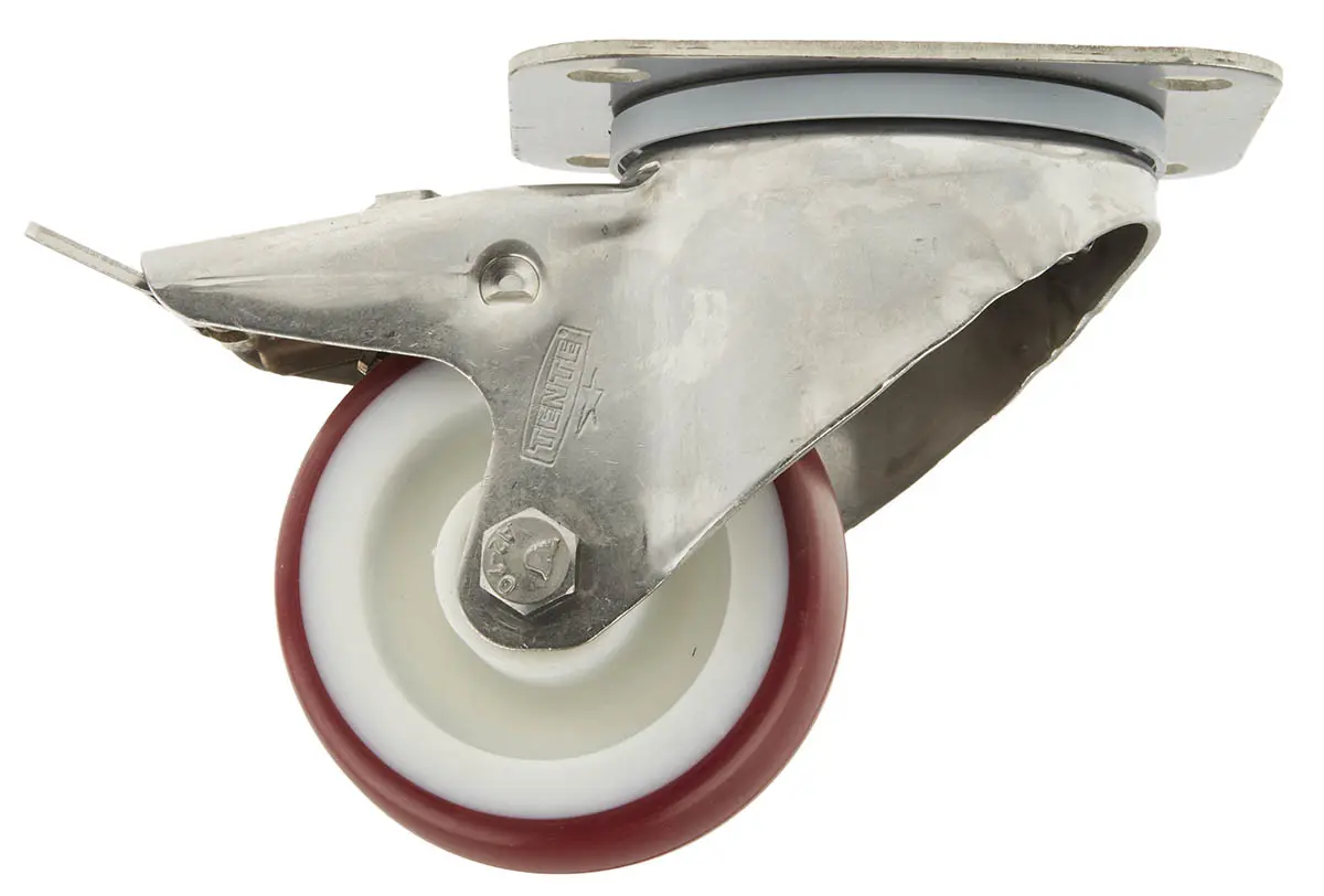 Produktfoto 1 von Tente Drehlager Lenkrolle, Rad ø 80mm, 200kg, Ges H. 108mm, Rad B. 32mm, 105 x 85mm, Platte, Polyurethan-Material inkl