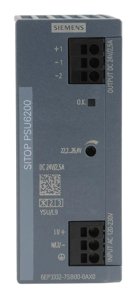 Produktfoto 1 von Siemens SITOP PSU6200 DIN-Schienen Netzteil Getaktet 24V dc / 2.5A 60W 120 → 230 V ac / 120 → 240V dc
